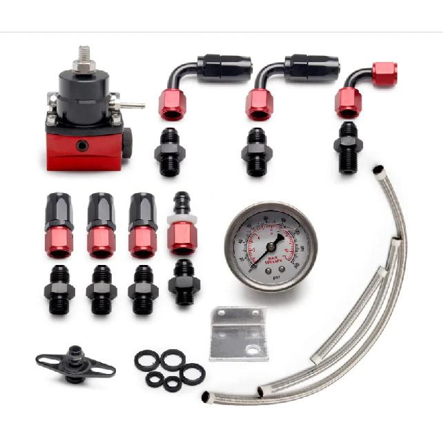 Car Universal EFI Fuel Pressure Regulator for 7MGTE MKIII with Hose Line Oil 100psi Gauge Universal Adjustable FPR AN6 Fitting