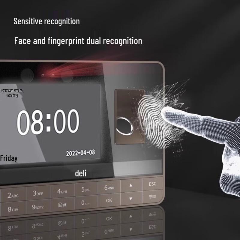 Deli Face & Fingerprint Hybrid Recognition Time Clock