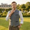 Vestă Costum Oktoberfest Bavarez Bărbați Vestă, Vestă Tradițională, Guler Înalt Încheiată cu Nasturi Vestă Lână Bărbați, Jachetă Retro Fără Mâneci pentru Nuntă
