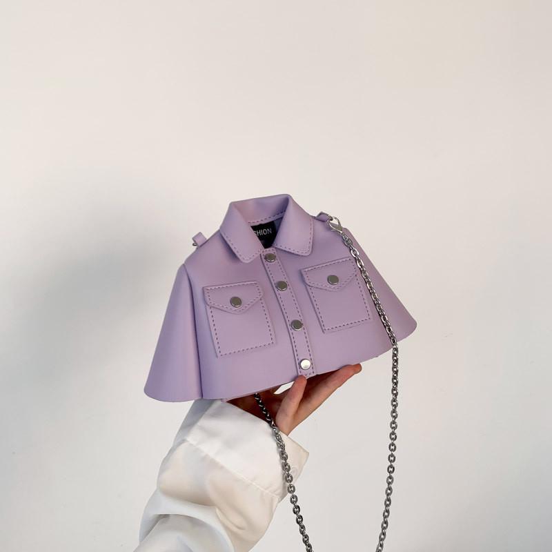 Trendy Pu Square Shape Shoulder Bag With Chain Strap Clothing Appearance Design For Daily Fashion