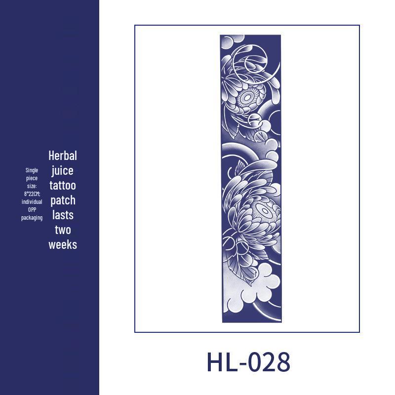 Large Semi-Permanent Waterproof American Style Flower & Plant Arm Tattoo Sticker for Men