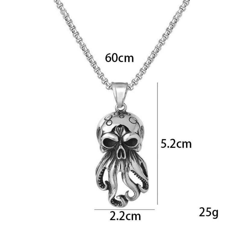 European and American Retro Animal Octopus Men's Titanium Steel Pendant Necklace Octopus Jewelry