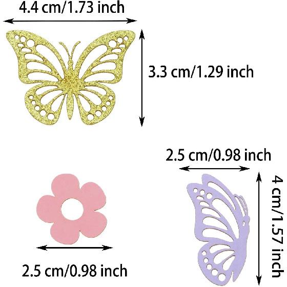 ONLYKXY 13g Butterfly Flower Table Confetti Decor Glitter Butterfly Decoration for Birthday Wedding Theme Thanks Giving Party Valentine's Mother's