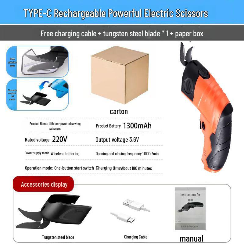 Compact Electric Cloth-Cutting Scissors for Tailors