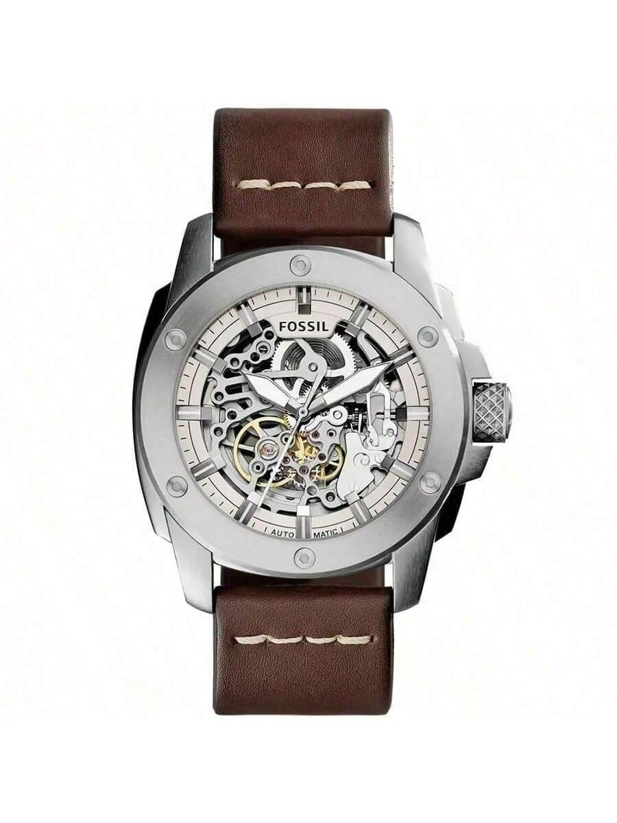 

Мужские автоматические механические часы с кожаным ремешком, трехстрелочным циферблатом, корпусом из нержавеющей стали и устойчивым к царапинам стеклом (ME3083) серебряный