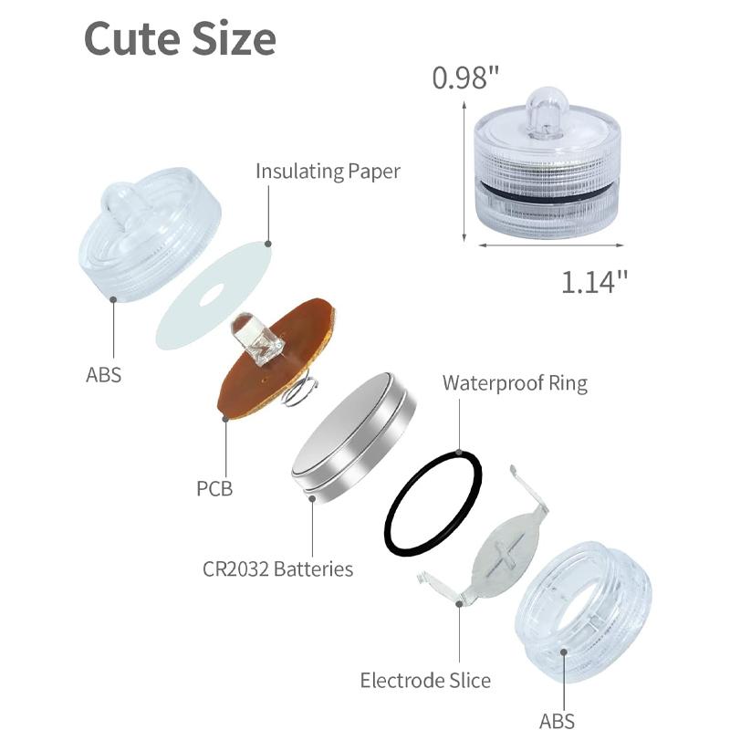 1PC Mini Submersible LED Lights Waterproof Small Tealight Candles Battery Operated Underwater Light for Vase Pool Pond Halloween