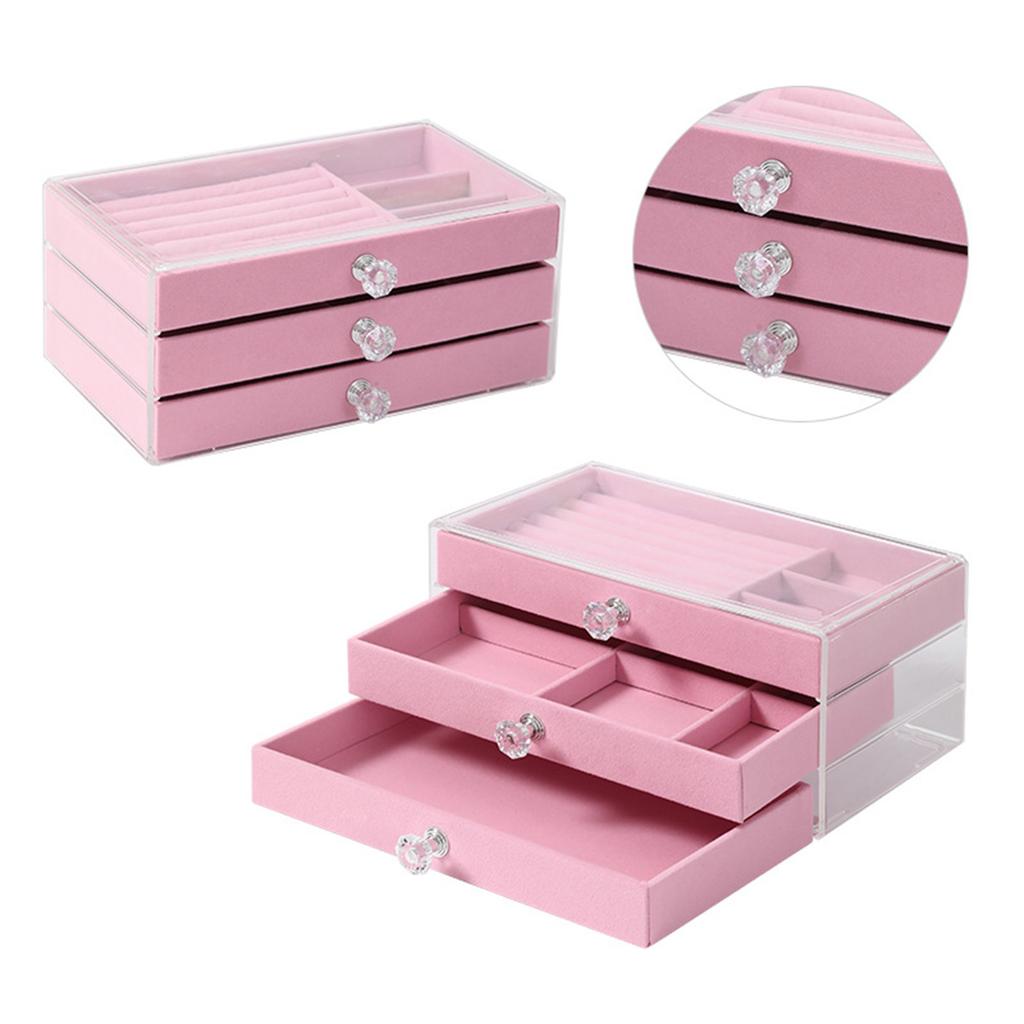 Multi Tiers Jewelry Display Stand Jewellery Holder Jewelry Storage Box Clear Drawer Organizer for Necklaces/Earrings