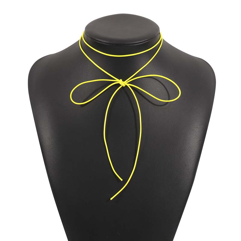 Vintage Black Bowknot Rope Chain Necklace for Women Elegant Weave Knotted Bowknot Ribbon Adjustable Chain Choker Y2K Jewelry
