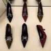 Niche design sense versatile pointed thin heel high heels 2025 sexy metal buckle commuter shallow mouth versatile single shoes