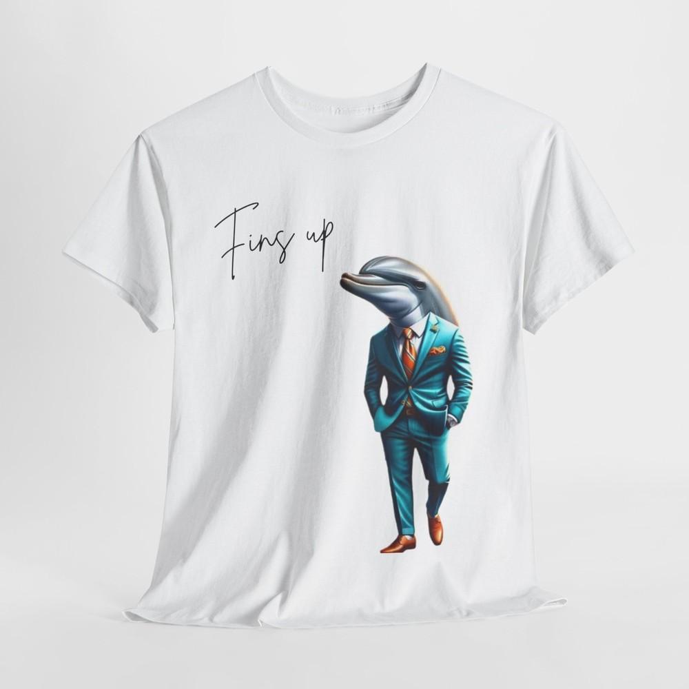 Miami Dolphins Fins Up Талисман Фанаты Унисекс Футболка из Плотного Хлопка Унисекс Футболка XXXL