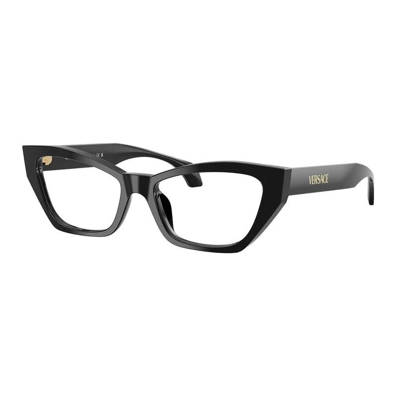 Versace Simple Fashion Acetate Cat Eye Optical Glasses Women's Black 38314409 VE3373UGB1-Black 52