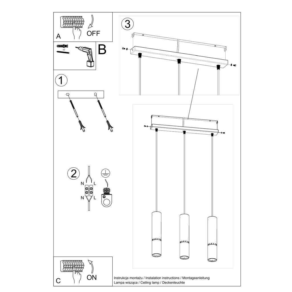 Lampa Wisząca Salixa 3 Gu10 Czarny Lumilo 09.249.42
