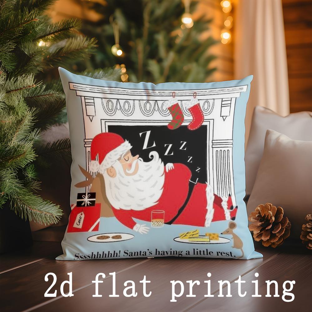 Home Decor Santa Claus Christmas Pattern Cushion Covers Pattern Cushion Cover Suitable for Sofa Bedroom Car Pillow Cover