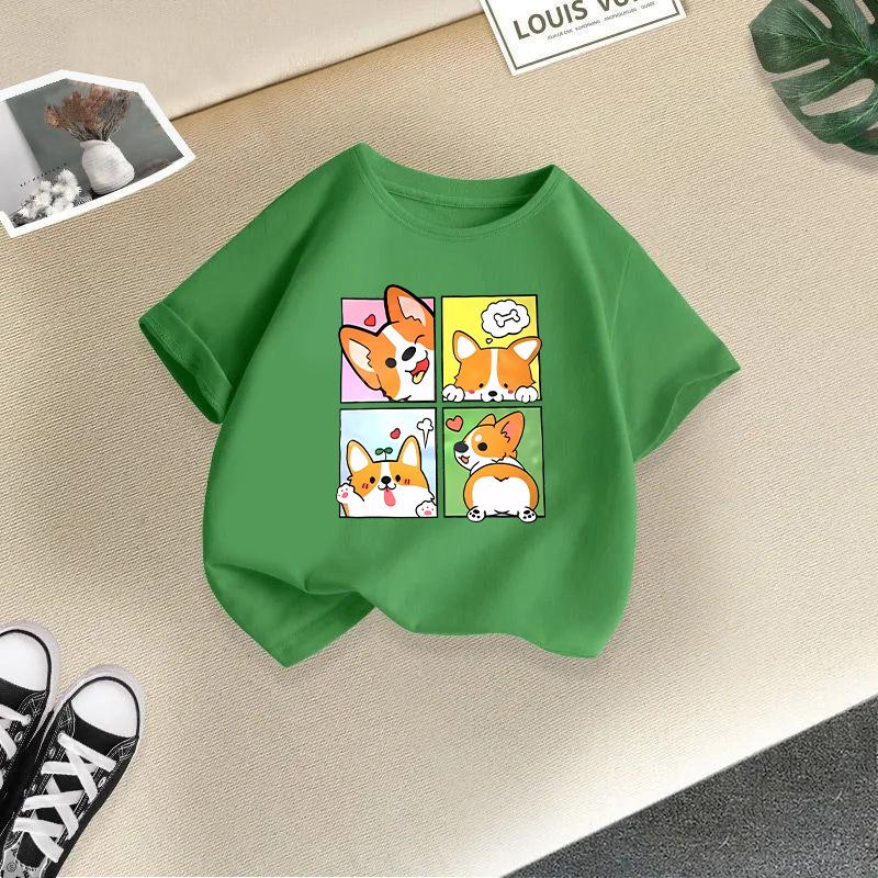Kinder T-Shirt Niedliche Tiere Gedruckt Kinder 100% Baumwolle Oberteile 2-13J Locker Geschnitten Lässig O-Ausschnitt Kurzarm T-Shirt