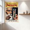Vintage Fantastic Mysteries Comic Book Cover Tin Sign - Yellow Border Starry Background Retro Metal Poster for Bar Pub Home Wall