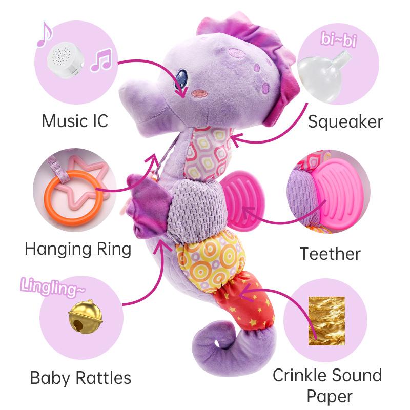 Baby Rattles Toys Infant Musical Stuffed Animals Soft Toy with Bright Colors Crinkle Sound Paper Newborn Toys for 0 12 Months