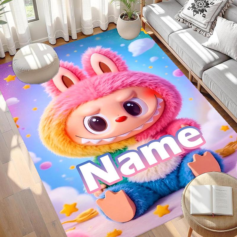 Custom Name Personalized Labubu Print Carpet, Versatile Home Decor Rug, for Playroom, Apartment, Balcony, Entryway, Hallway Gift