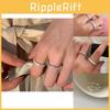 Korean Style Minimalistic Adjustable Floral Ring With Geometric Design For Women