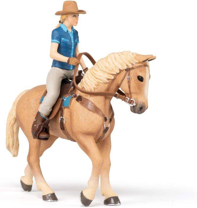 Papo - Figurine Cheval western et sa cavalière