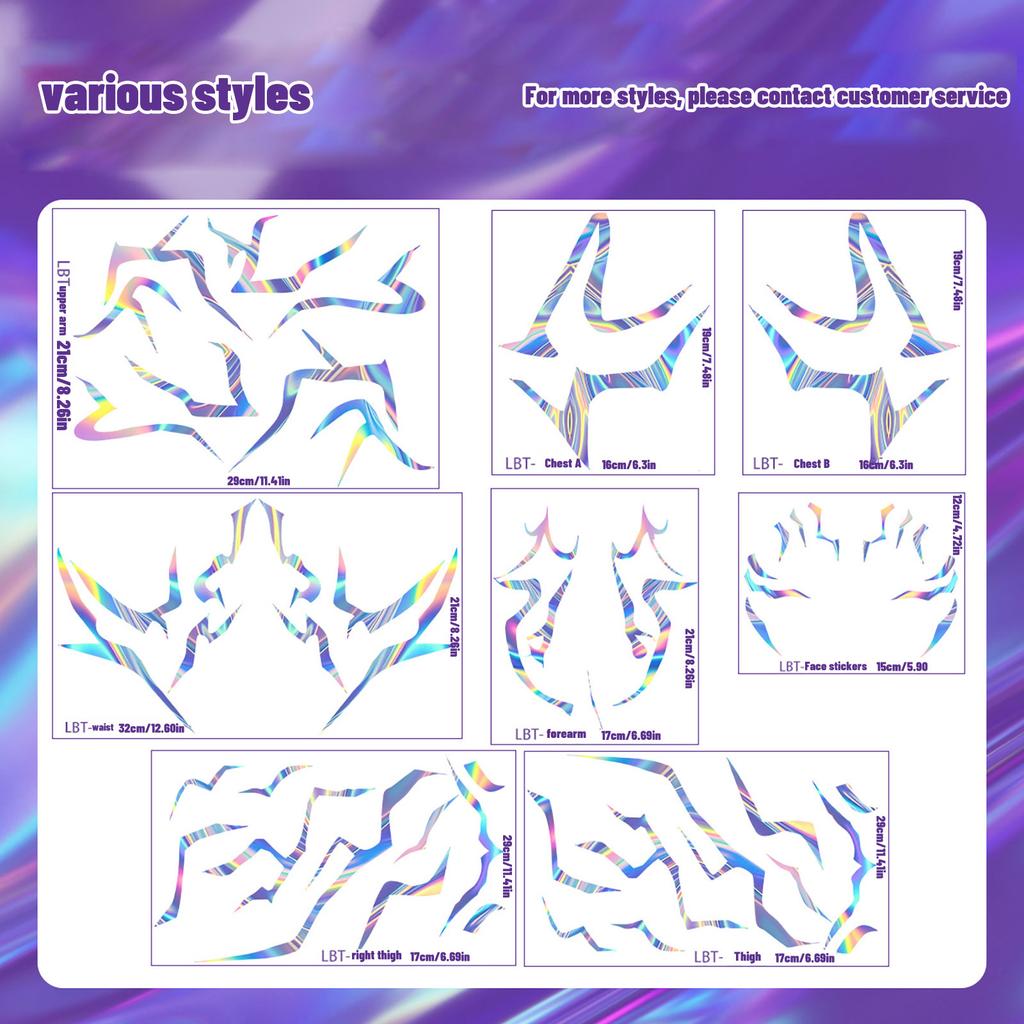 Kpop Demon Hunters Party Role-playing Lightning- Makeup Face Stickers Lightning Demon Hunter Makeup Boby Stickers Cosplay Prop