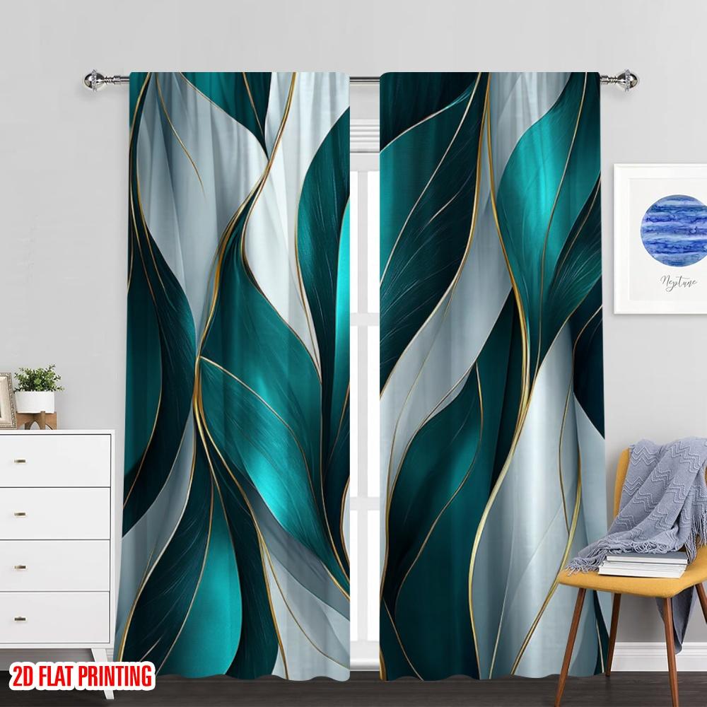 Set Of 2 Flat Printing Party Curtains Style Polyester Summer Decorations Perfect Classroom Office Modern Light Blocking Made Study Window Treatment