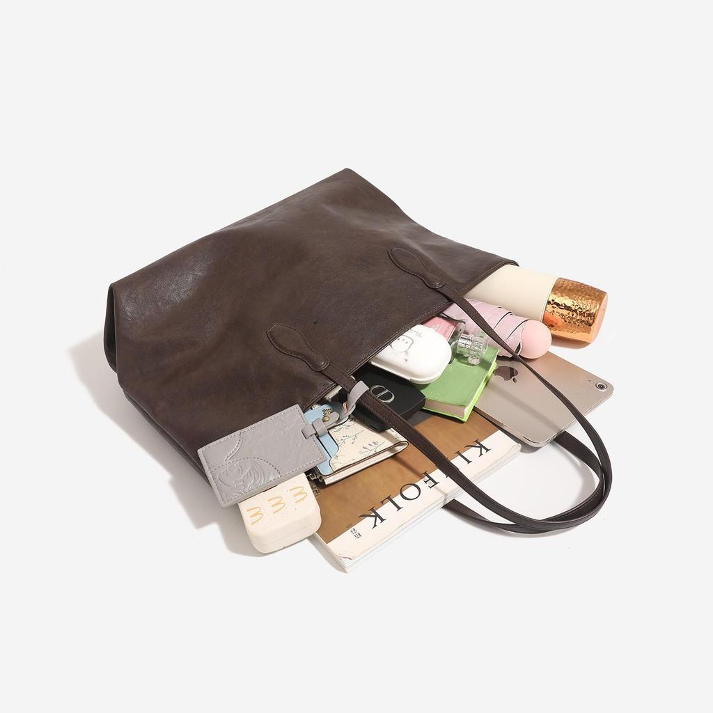 Genuine Leather Women's Tote Bag - Large Capacity, High-Quality, 2025 Commute Shoulder Bag