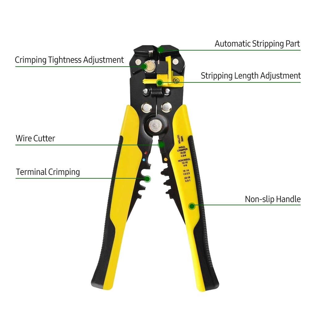 8-inch Cable Wire Stripper Automatic Wire Stripping Pliers Wire Clamping Tool Insulation Cable Crimpers Electrician's Wire