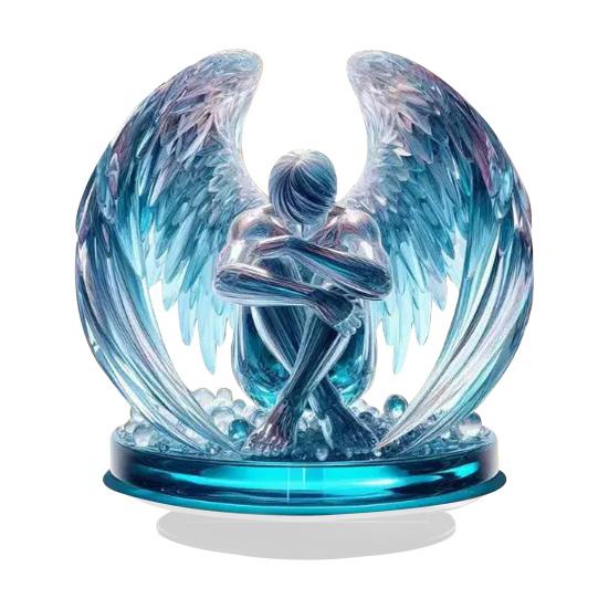 2D Acrylic Jesus Nativity Ornament Angel Wing Table Sign with Base Home Office Desktop Bookshelf Religious Christmas Decoration