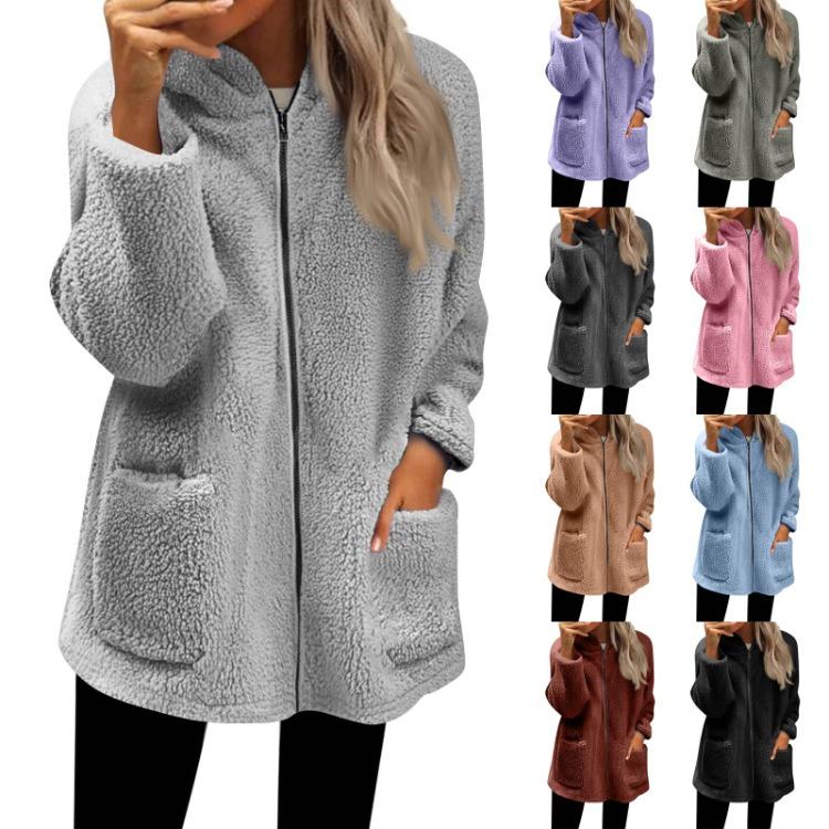 Women's Oversized Fleece Hoodie Long Sleeve Zip Up Pullover Casual Hooded Sweatshirt Jacket for Fall