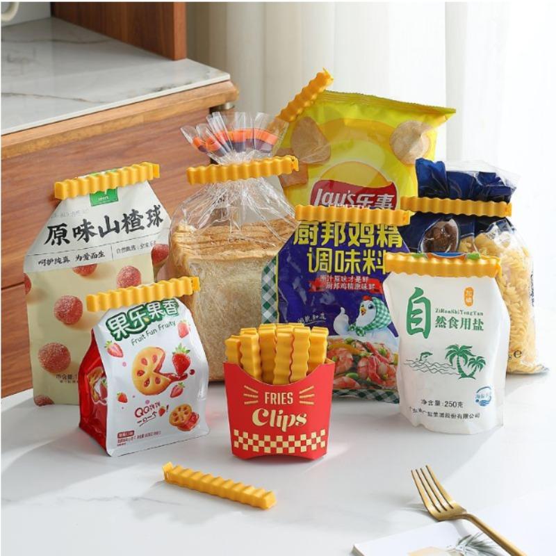 12-teiliger Verschließclip für Verpackungsbeutel, feuchtigkeitsbeständiger Kunststoff-Chip-Verschließclip, Verschließclip für Pommes Frites, Snackbeutel-Clip, Brotbeutel-Clip, Lebensmittelbeutel-Clip, Verschließclip