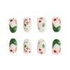 Christmas Press on Nail Short Almond False Acrylic Nail with Snowflake Designs and Winter Artificial Nail Art for Women