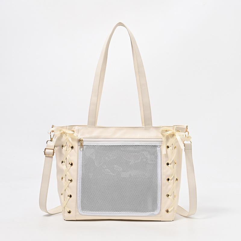 

New ribbon pain bag Japanese large-capacity female Japanese new soft sister JK girl two-dimensional soft leather transparent shoulder Single bag (excluding shoulder strap) білий