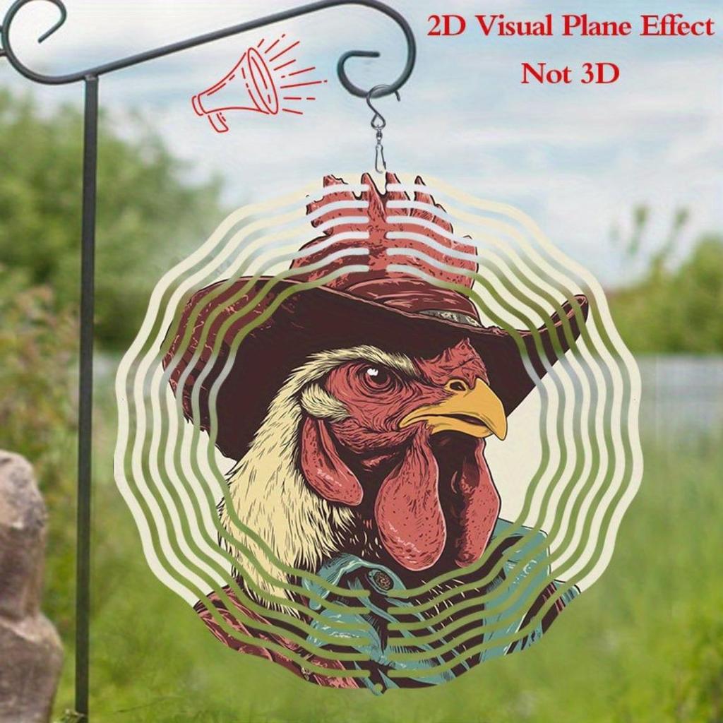 Západ slunce Kohout Větrná zvonkohra Kovová závěsná dekorace 25cm HD tisk Vnitřní Venkovní Domov Kancelář Zahrada Obývací pokoj Umělecký dárek