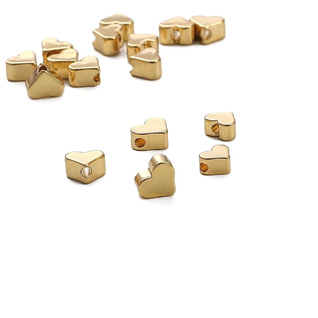 Copper Cross Hole Heart Spacer Beads For DIY Jewelry Making Craft Accessories