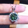 2 Carat Blue-Green Diamond Flower Necklace with 8 Hearts and 8 Arrows Design - Elegant Clavicle Chain
