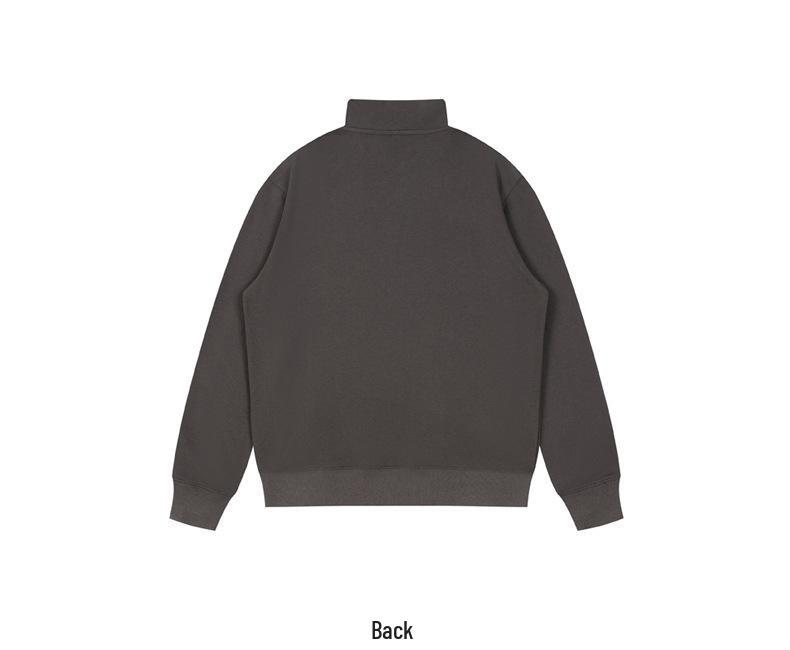 350g Heavyweight Stand Collar Half-Zip Hoodie for Outdoor Sports - Plain Color, High Quality, Spring & Autumn Wear