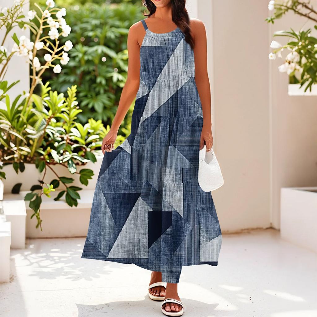 Dámské letní ležérní módní šaty na ramínka bez rukávů