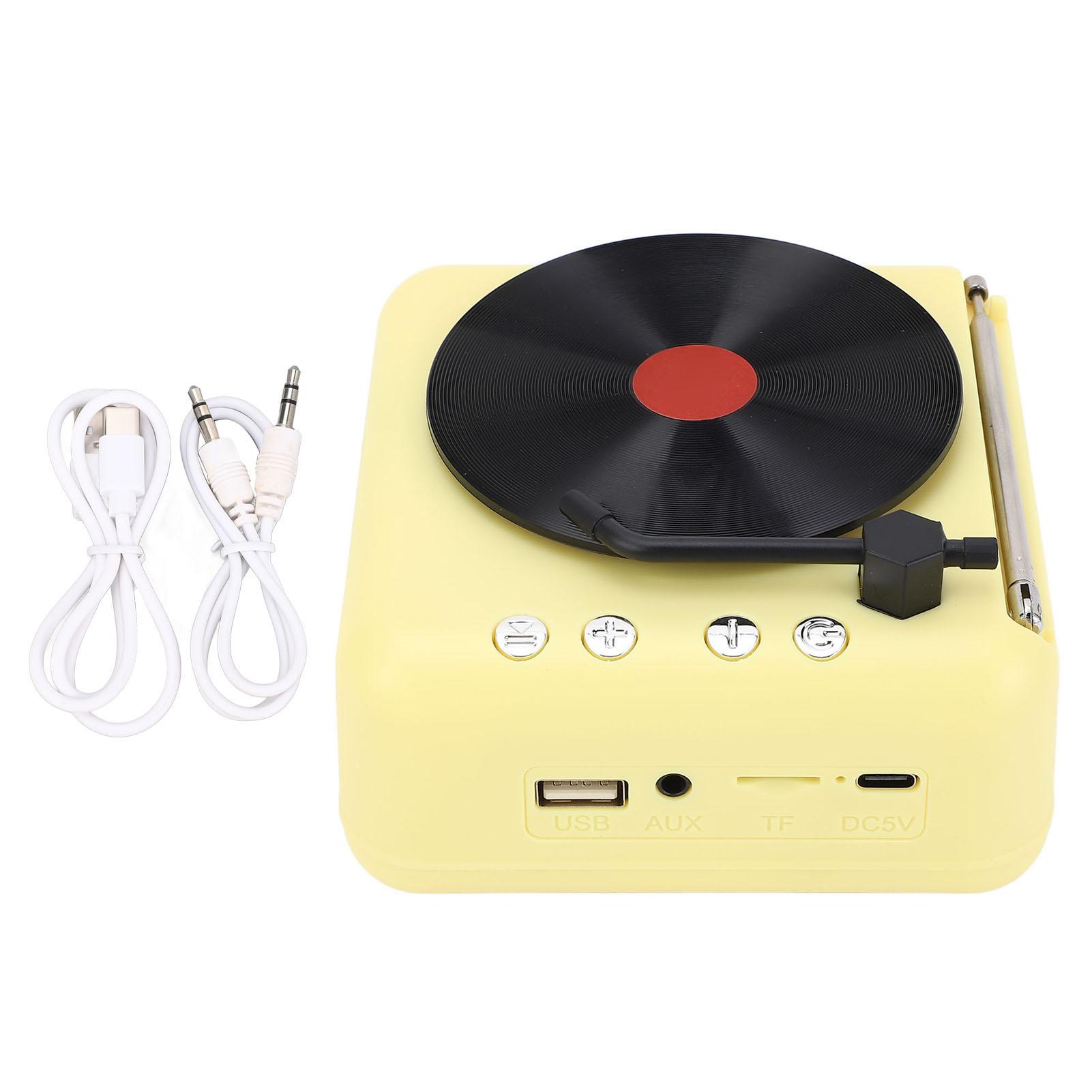 

Bluetooth-динамик в стиле ретро-проигрывателя пластинок HiFi-качество звука Беспроводной динамик BT5.0 Yellow