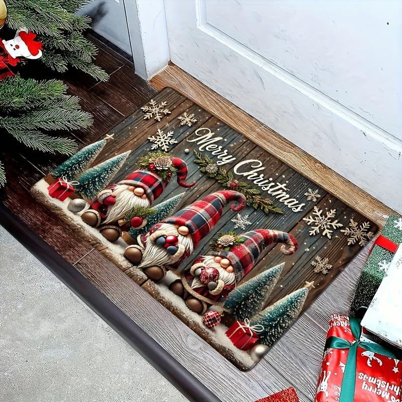 1pc Three Santa Claus Doormats Festive Floor Mat Living Room Rug For Bedroom Welcome Mat Outdoor Rug Christmas Rug