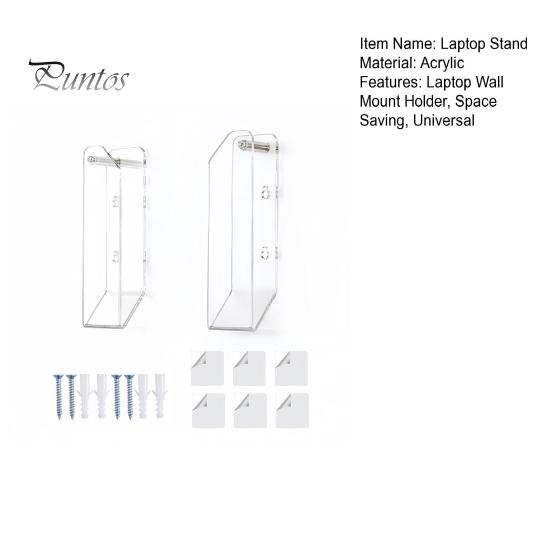 Wall Mounted Tablet Holder for Kitchen Acrylic Laptop Mount Holder, Space Saving Adjustable Stand, Adhesive And Screw Universal Device Dual