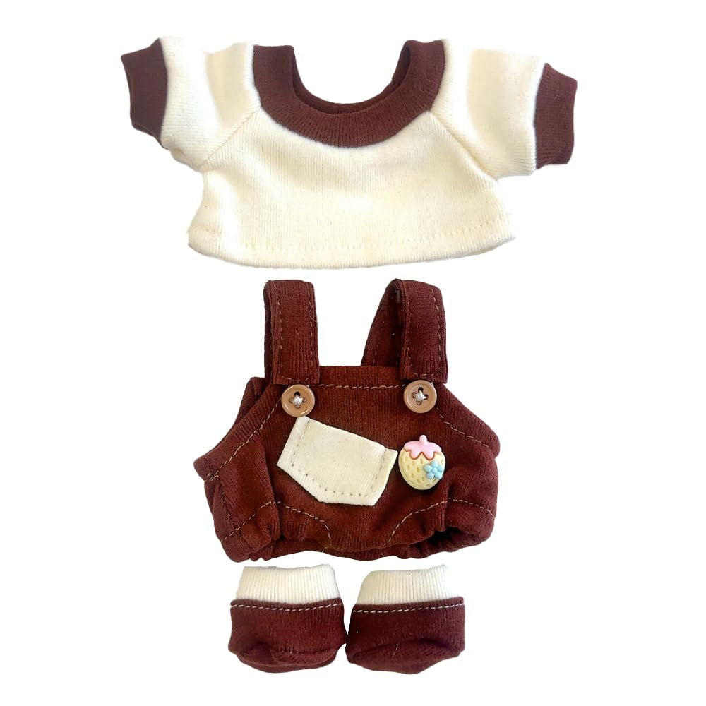 and shoes set for 15cm plush perfect for kpop and T-shirt, overalls, toy, brown, dolls, mascots, accessories. [Used]