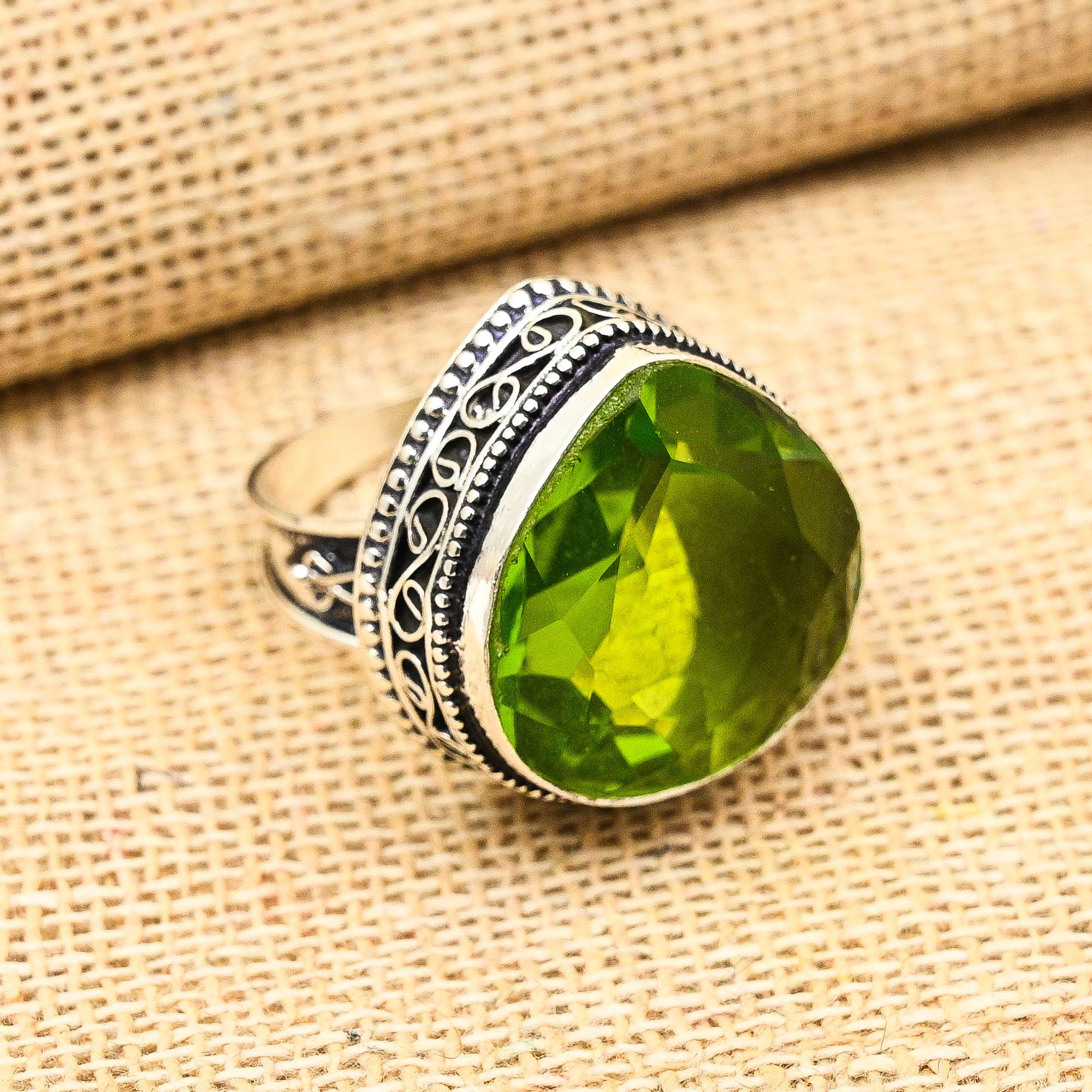 

Ювелирные изделия из стерлингового серебра 925 пробы с драгоценным камнем перидот ручной работы для подарка на помолвку 12 зелёный