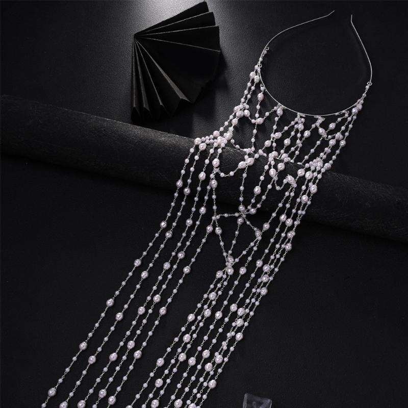 Stylish Imitation Pearls Headwear with Delicate Tassels Costume Headbands Ideal For Prom Gatherings And Casual Outfits