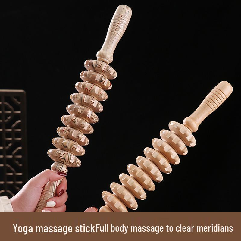 Wooden Full-Body Meridian Massage Roller for Yoga and Fitness