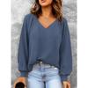 Women S Casual V Neck Long Sleeve Loose Solid Color Sweatshirt