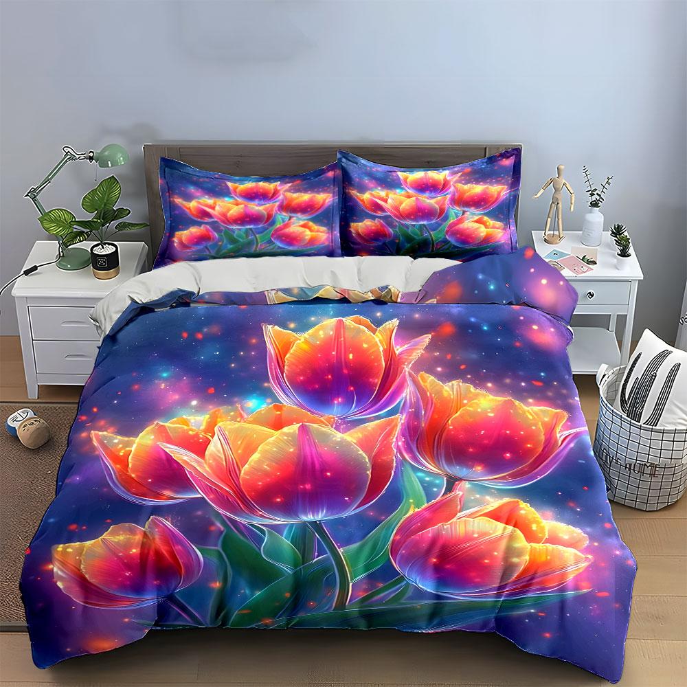 Set Tulipani Luminosi per Decorazione, Decorazione Camera da Letto per Bambini e Adulti, Squisito Set Lenzuola Tre Pezzi Regalo