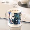 Shangqi Oil Painting Floral Ceramic Mug with Blue Butterfly Design