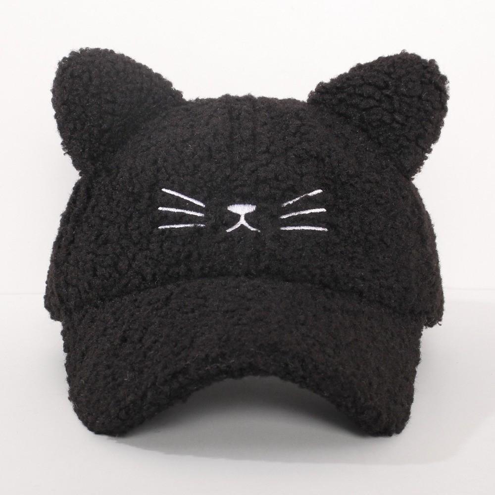 Adjustable Fleece Peaked Hat Lamb Fleece Baseball Cap New Cat Ear Baseball Cap  Women Girls