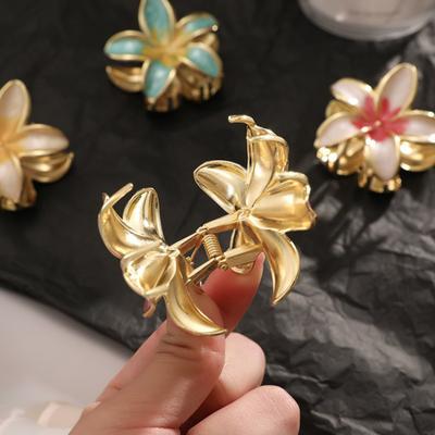 3 Adet Kadın Saç Tokası Emaye Yüzey Kaymaz Dişler Çiçek Şekli Arka Kafa Saç Klipsi Hafif Saç Aksesuarı