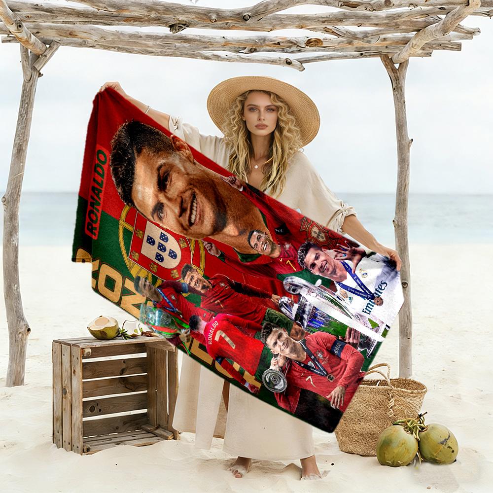 Ronaldo Cr7 Legend Beach Towel Super Soft Microfiber Quickdry Fabric Comfortable Lightweight